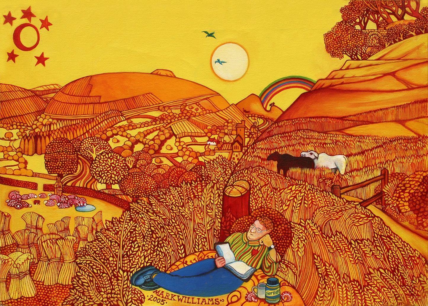“The Valley Thick with Corn” - I based this on a Drawing produced by Samuel Palmer in 1825 - only replacing the central figure with my own self portrait for a laugh.