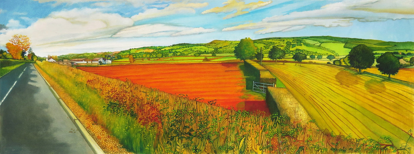 “The Wide Vale of Usk”- A panoramic view as seen from the Caerleon to Usk Road at Llangybi.
