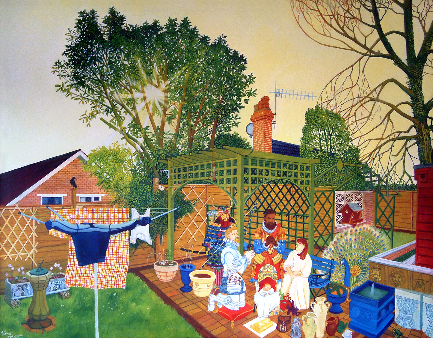 “The Nativity” - One tree in this picture is painted as if in winter - the other as if in summer: My mother said “That’s not very realistic ! “ I replied -“And neither is seeing the three wise men and the Virgin Mary sitting out in your back garden !”