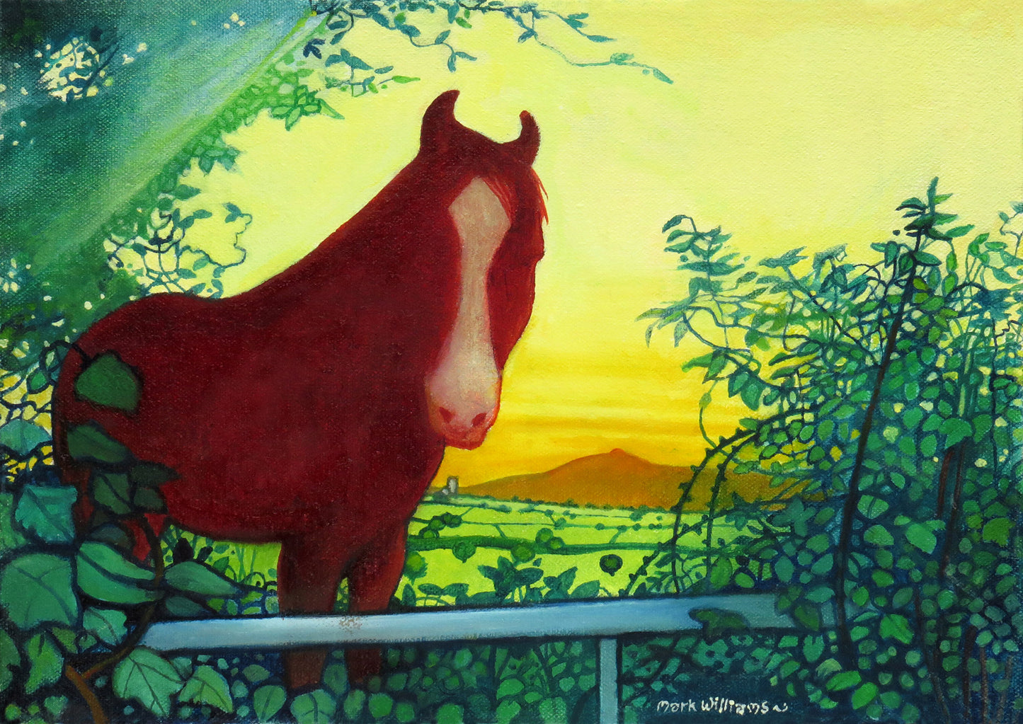 “The Twilight Horse” - I based this on a scene I saw down a back lane near Llanddewi Fach: That’s Twmbarllwm in the background: