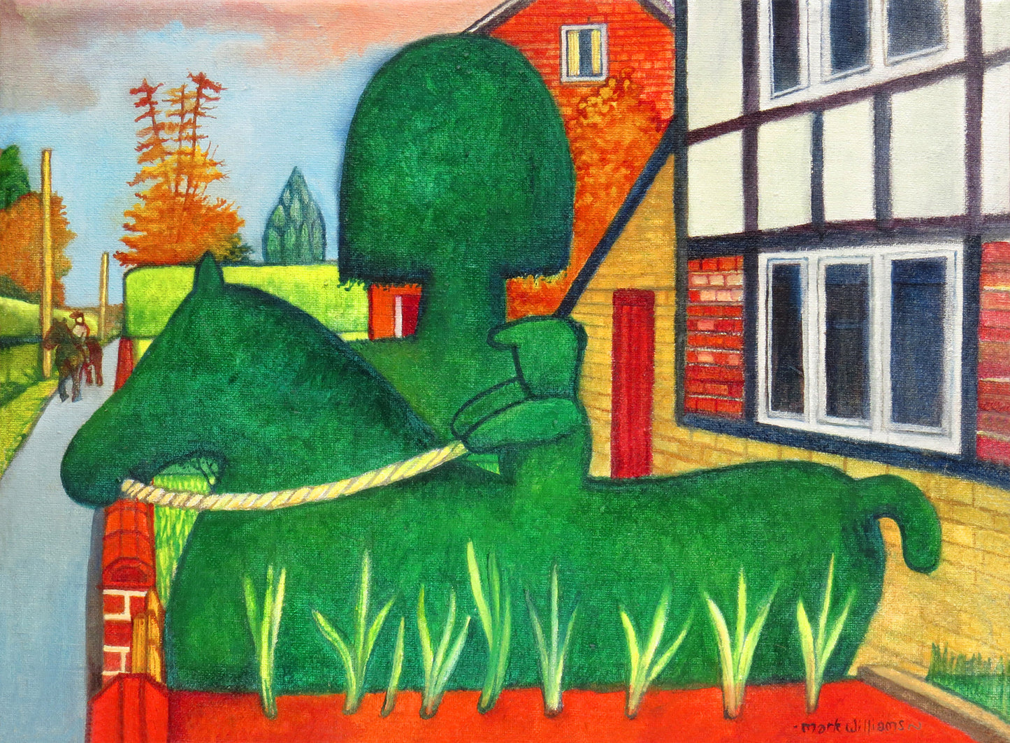 “Horse and Jockey - Topiary Arrangement” - A piece of whimsy: Mister Edgar River’s Topiary efforts at the village of Redmarley in Herefordshire - Note the horse and jockey in the middle distance echoing the Topiary design.