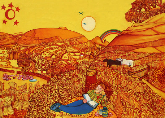 “The Valley Thick with Corn” - I based this on a Drawing produced by Samuel Palmer in 1825 - only replacing the central figure with my own self portrait for a laugh.