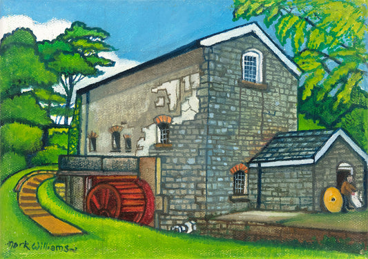 “Llanyravon Mill” - There was a Mill on this site during Medieval times and was still functioning within living memory: It is now being restored as a visitor attraction. I painted this during during the restoration work.