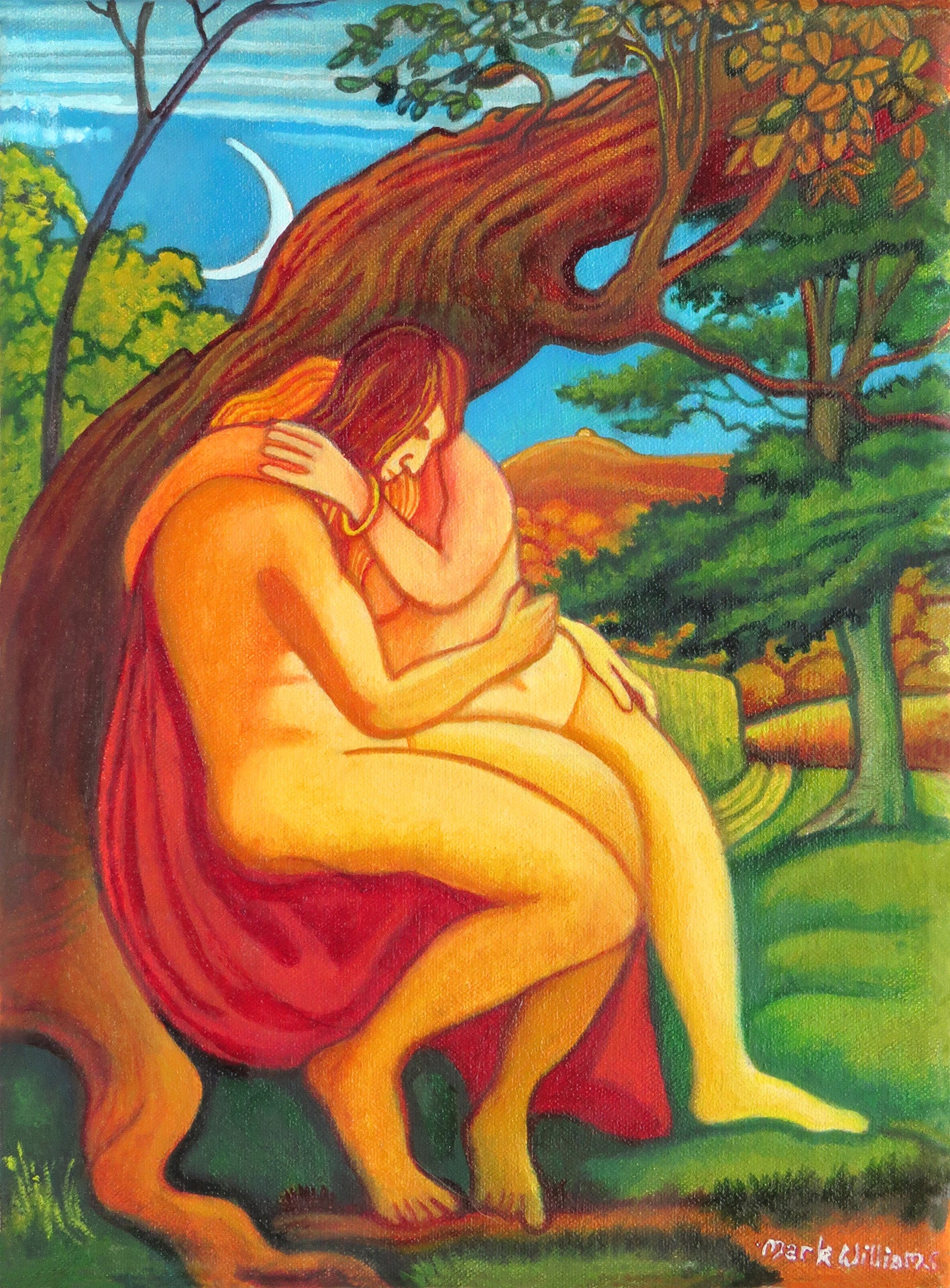 “The Tryst” - A picture inspired by a George Richmond painting - but I have used it as a motif in order to depict the encounter Lucien Taylor has with a primordial Wood Nymph in “The Hill of Dreams Novel”.